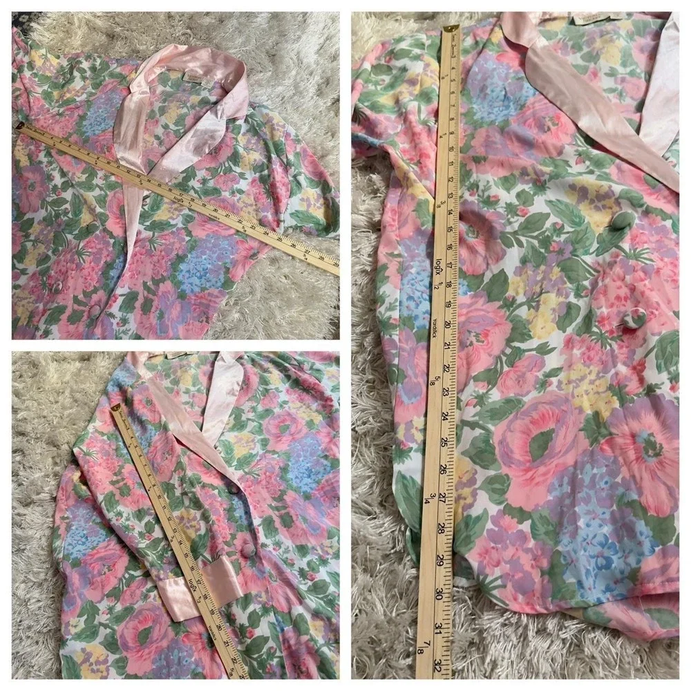 Vintage 90s Victoria's Secret floral sheer robe duster oversized satin fairy S
